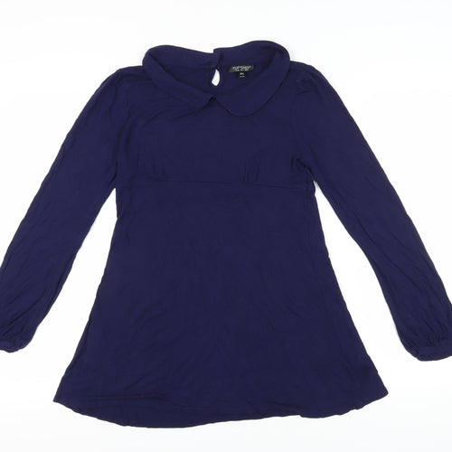 Topshop Women's Blue Collared Tunic Blouse Size 12