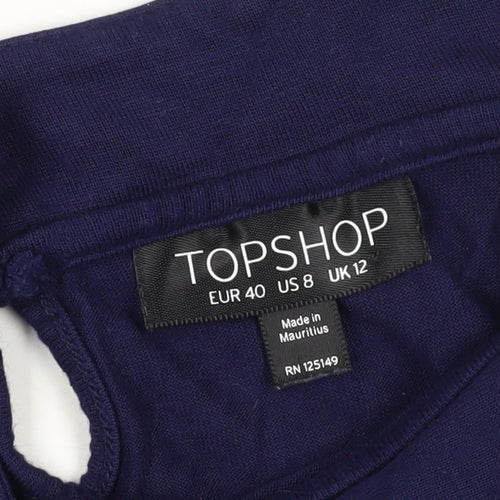 Topshop Women's Blue Collared Tunic Blouse Size 12
