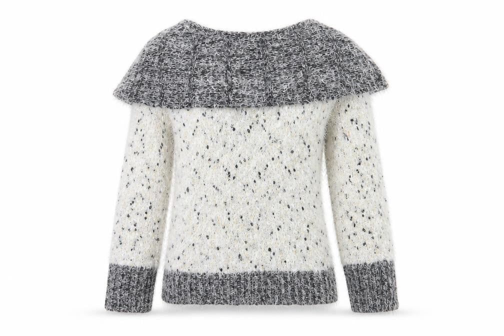 Front view of Preppy Women's Grey Pullover Knit Jumper One Size