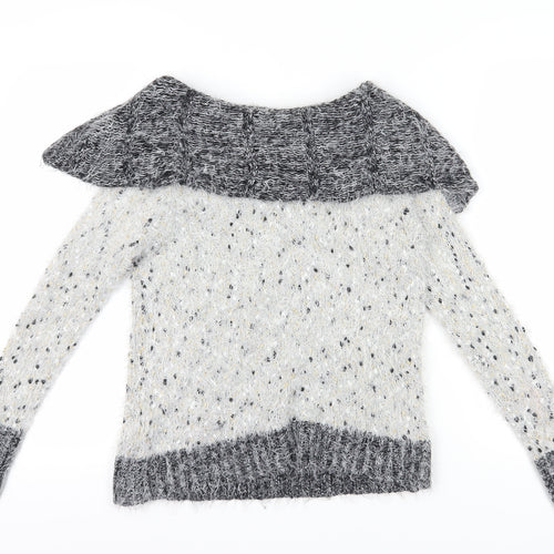 Preppy Women's Grey Pullover Knit Jumper One Size