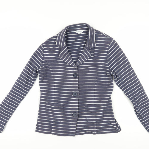 Tulchan Women's Blue Striped Jersey Button-Up Size 10
