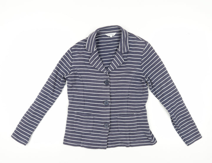 Tulchan Women's Blue Striped Jersey Button-Up Size 10