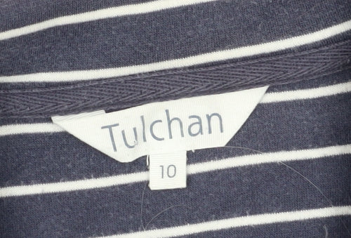 Tulchan Women's Blue Striped Jersey Button-Up Size 10
