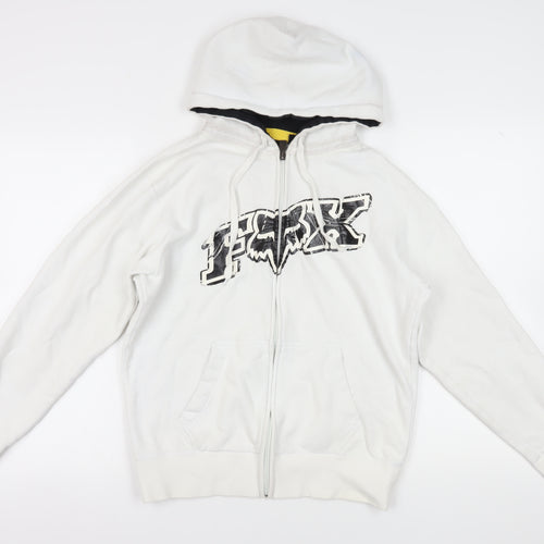 Fox Unisex Adults White Full Zip Hoodie M