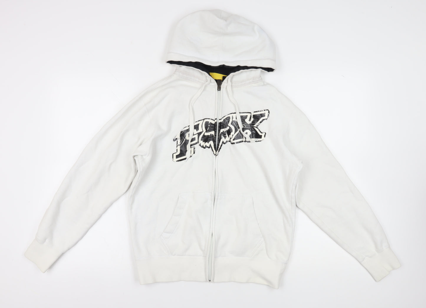 Fox Unisex Adults White Full Zip Hoodie M