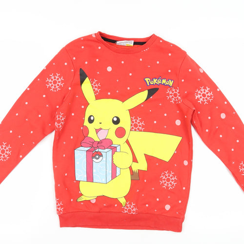 Pokemon Girls Red Pikachu Christmas Sweatshirt 11-12 Years