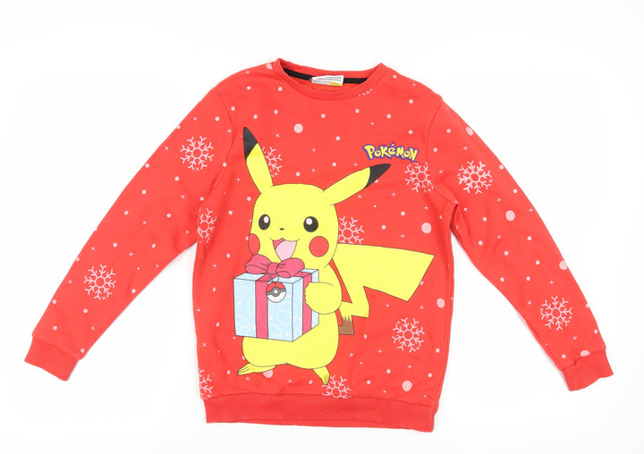 Pokemon Girls Red Pikachu Christmas Sweatshirt 11-12 Years