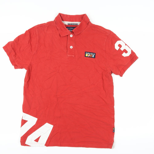 QUBA SAILS Men's Red M Polo Shirt Classic Nautical Style