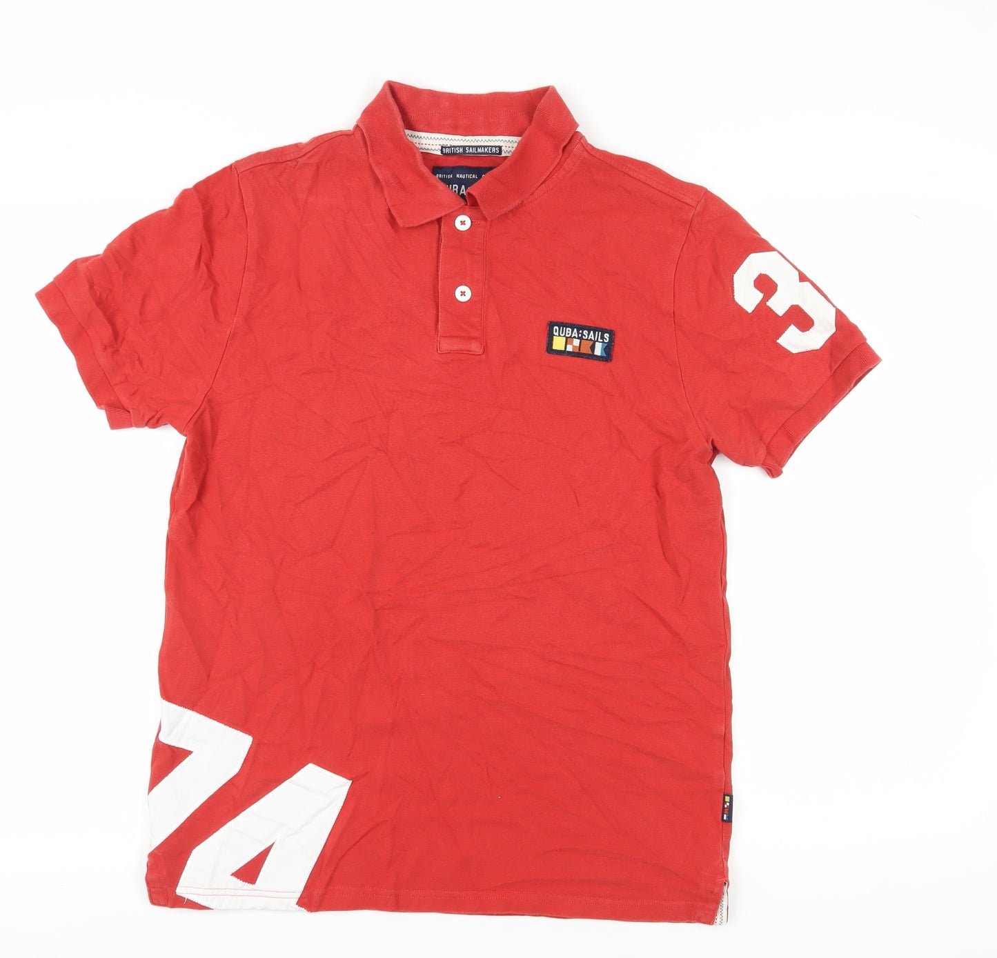 QUBA SAILS Men's Red M Polo Shirt Classic Nautical Style