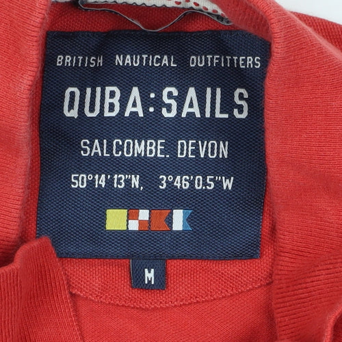 QUBA SAILS Men's Red M Polo Shirt Classic Nautical Style