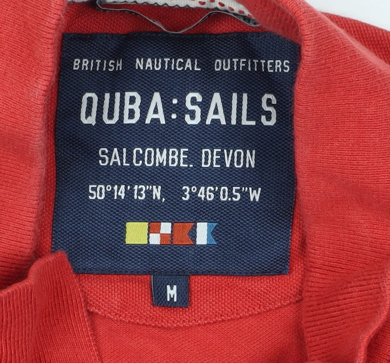 QUBA SAILS Men's Red M Polo Shirt Classic Nautical Style