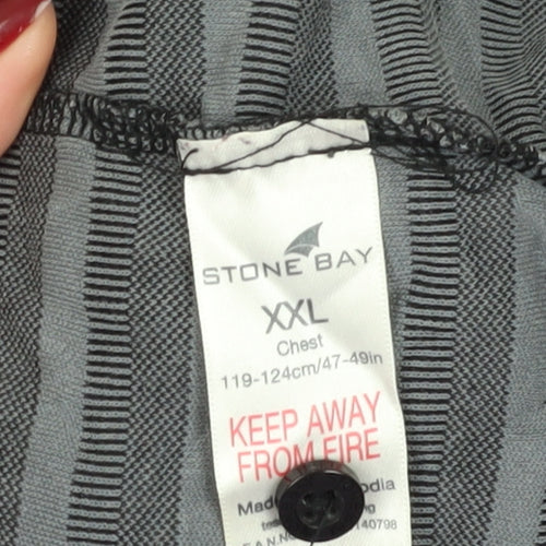 Stone Bay Men's Grey Striped Golf Polo 2XL