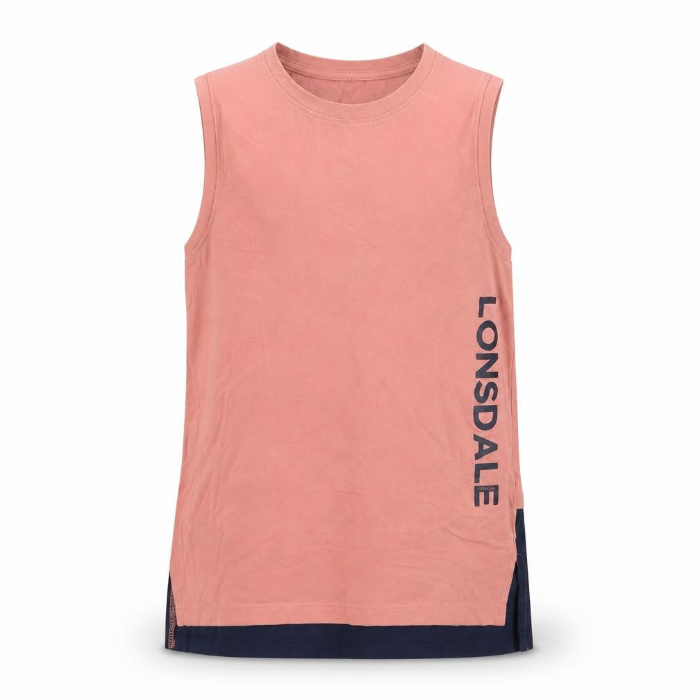 Lonsdale Pink Girls Tank Top 11-12 Years Sleeveless Logo