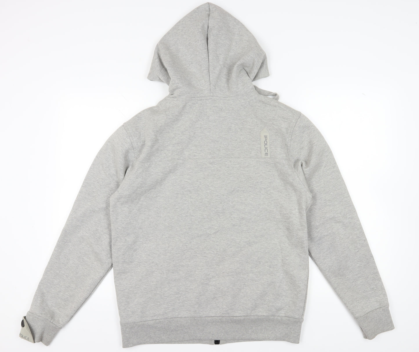 Police Men's Grey Full Zip Hoodie, M, Hooded with Logo