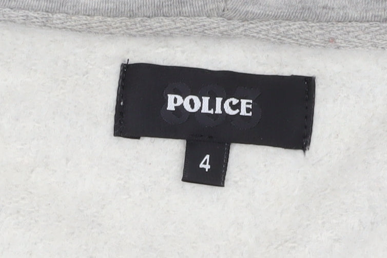 Police Men's Grey Full Zip Hoodie, M, Hooded with Logo