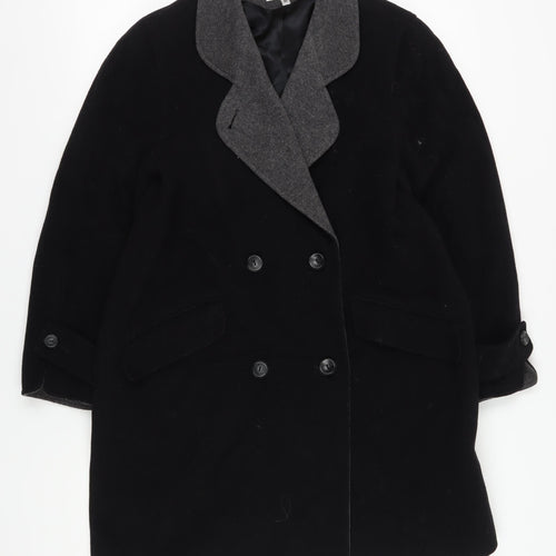 House of Fraser Women's Black Wool Pea Coat Size 12