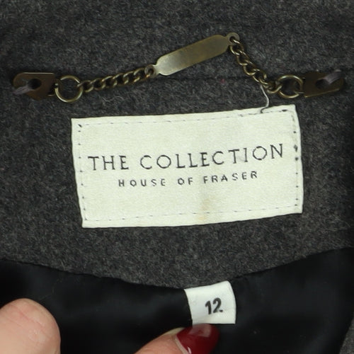 House of Fraser Women's Black Wool Pea Coat Size 12