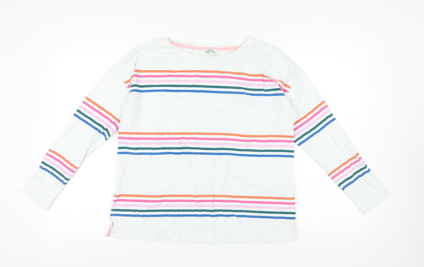 Joules Women's White Striped T-Shirt Size 12