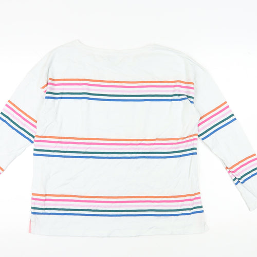 Joules Women's White Striped T-Shirt Size 12
