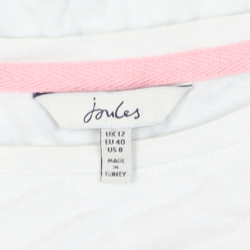 Joules Women's White Striped T-Shirt Size 12