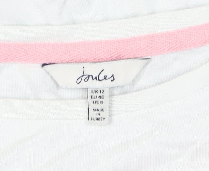 Joules Women's White Striped T-Shirt Size 12