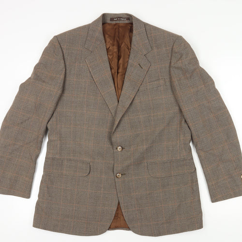 Burton Men's Brown Checked Blazer, Size 42R, Regular Fit