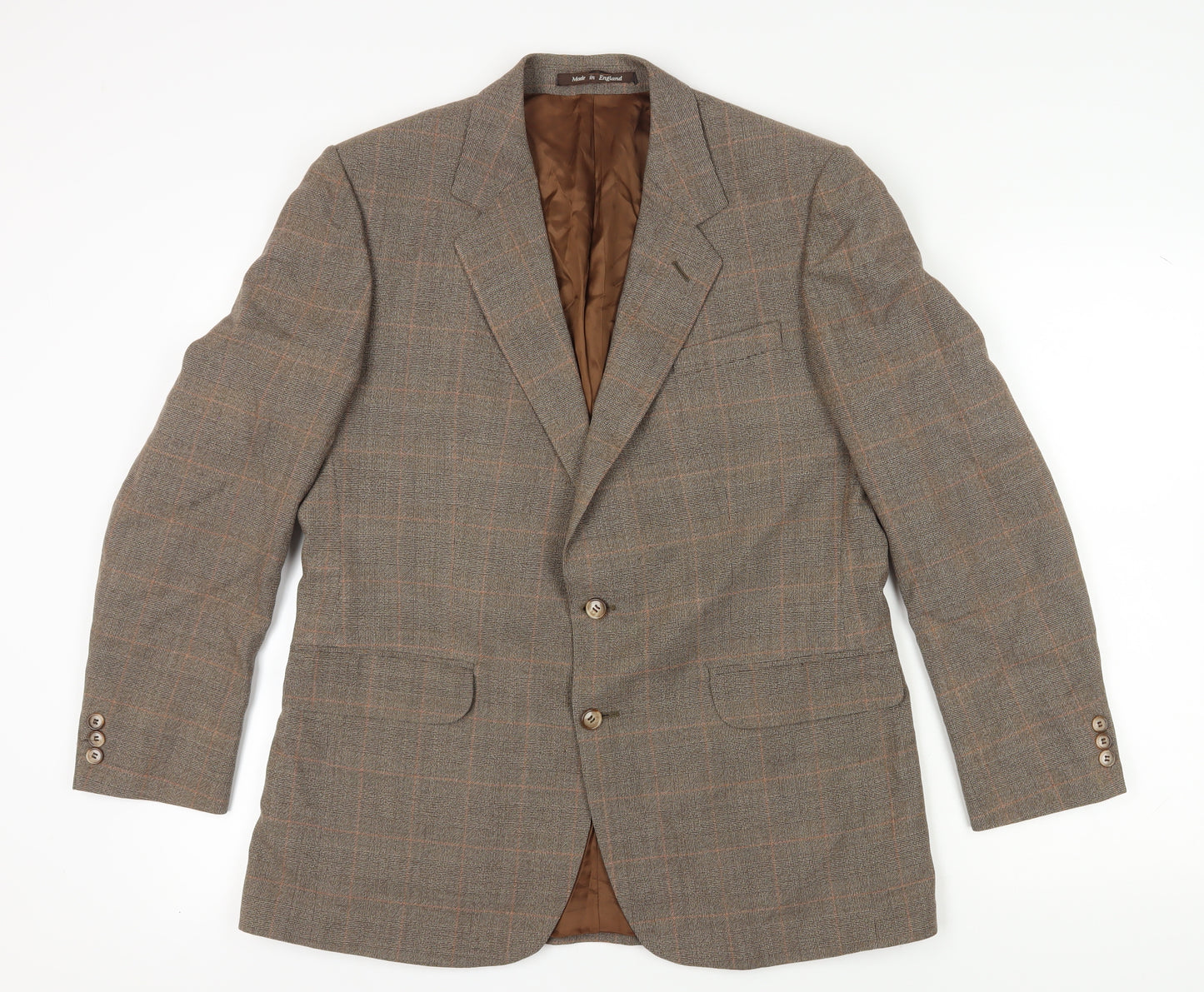 Burton Men's Brown Checked Blazer, Size 42R, Regular Fit
