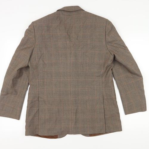 Burton Men's Brown Checked Blazer, Size 42R, Regular Fit