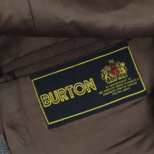 Burton Men's Brown Checked Blazer, Size 42R, Regular Fit