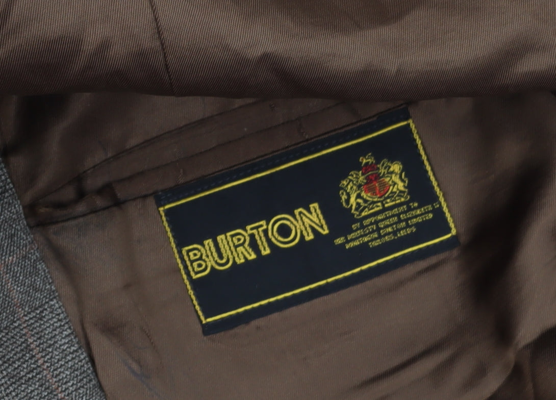 Burton Men's Brown Checked Blazer, Size 42R, Regular Fit