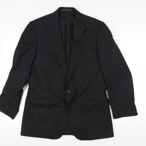 The Label Men's Black Wool Blazer, Size 40R, Formal