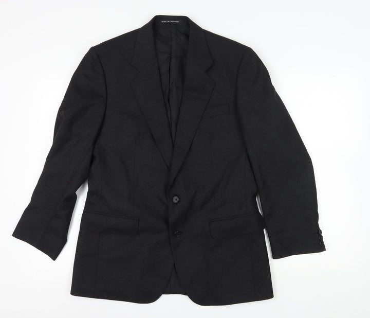 The Label Men's Black Wool Blazer, Size 40R, Formal