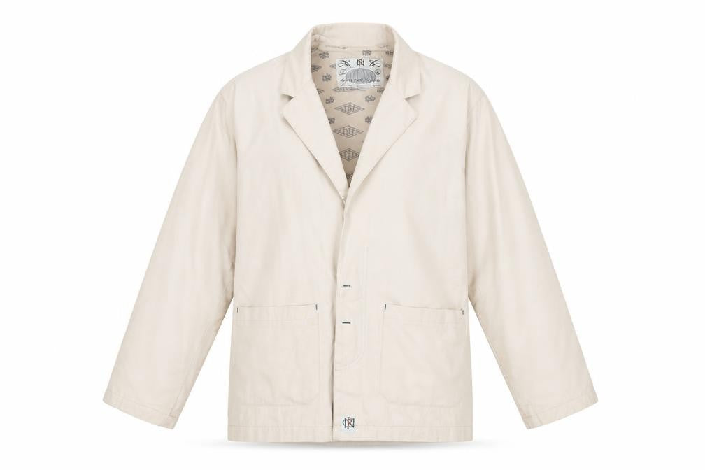 Front view of North Point unisex beige cotton jacket l casual