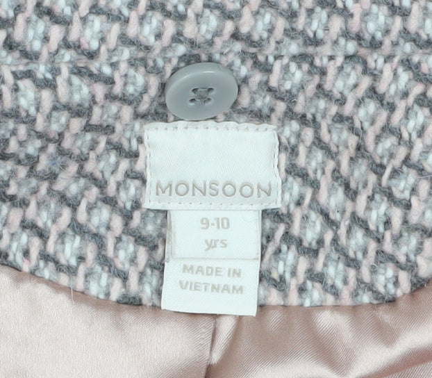 Monsoon Girls Grey Pea Coat, 9-10 Years, Double-Breasted