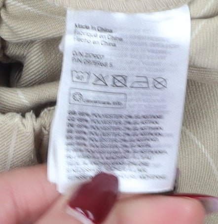 H&M Women's Beige Striped Straight Trousers - Size 8