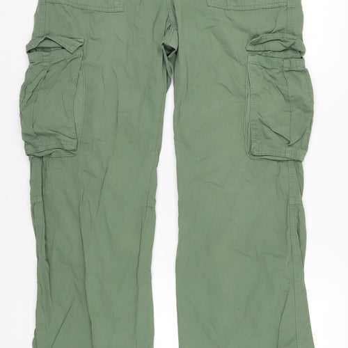 Bershka Women's Green Cargo Trousers Size 16