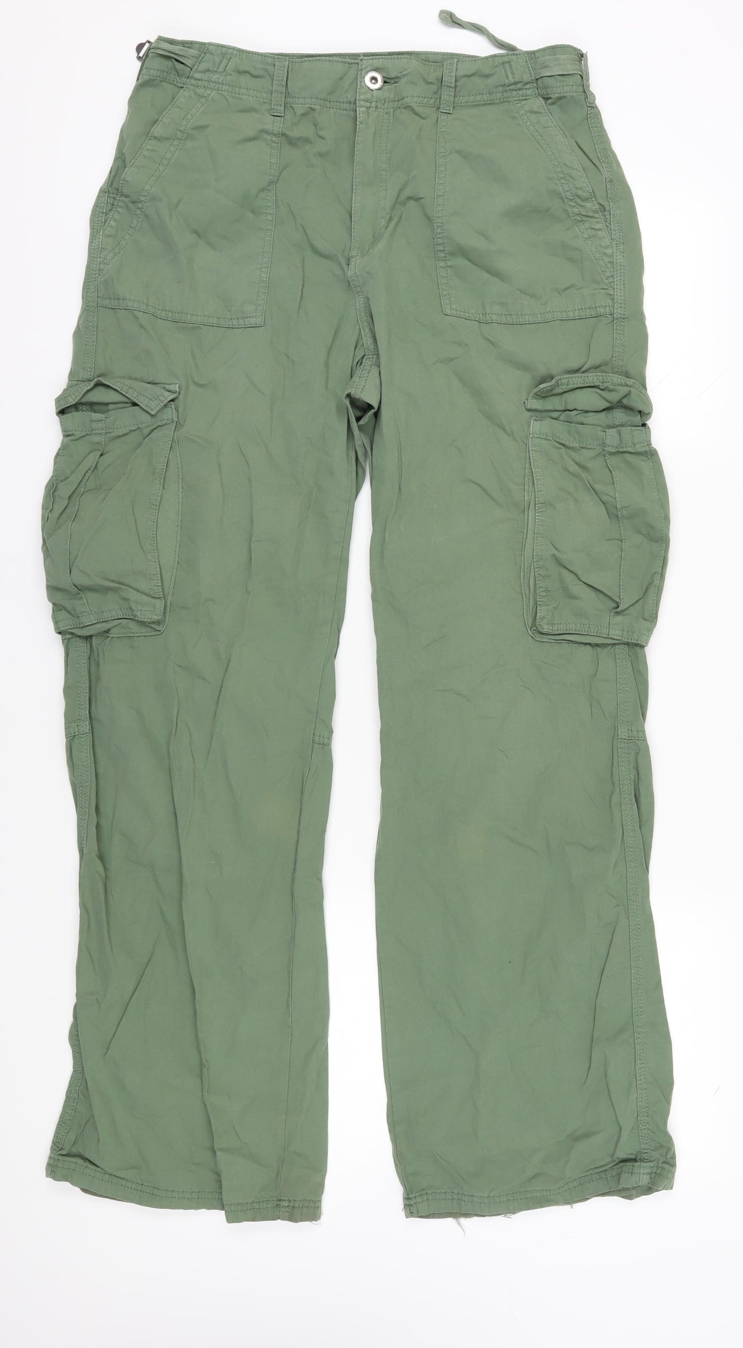 Bershka Women's Green Cargo Trousers Size 16