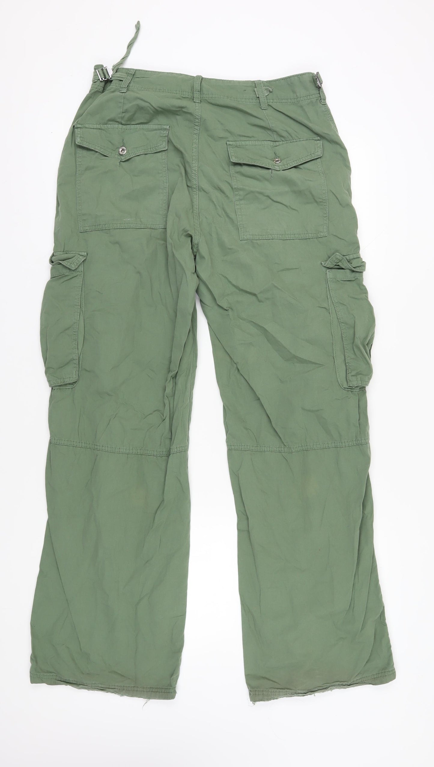 Bershka Women's Green Cargo Trousers Size 16