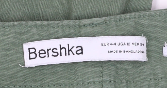 Bershka Women's Green Cargo Trousers Size 16