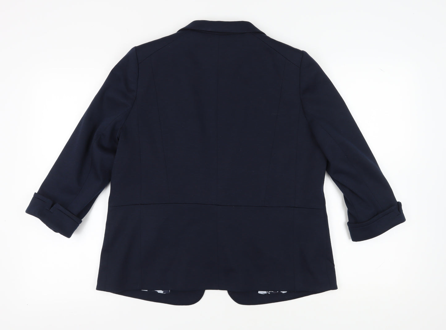 Wallis Women's Blue Blazer Size 14, Notch Lapel, 3/4 Sleeve