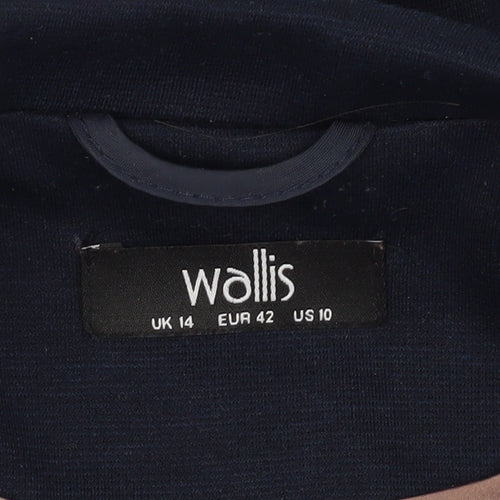 Wallis Women's Blue Blazer Size 14, Notch Lapel, 3/4 Sleeve
