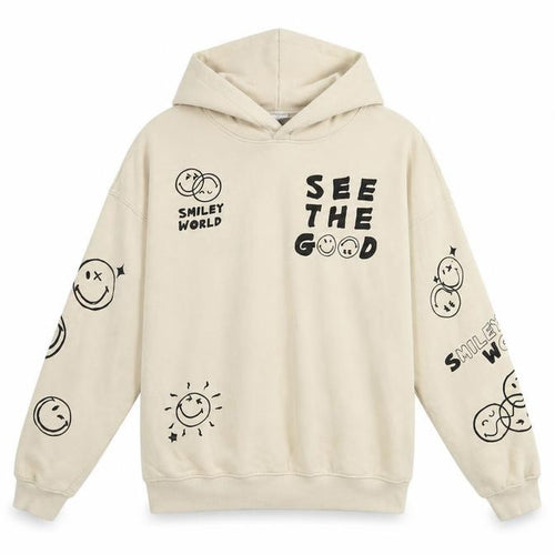 H&M Girls Beige Pullover Hoodie, Graphic Print, 11-12 Years