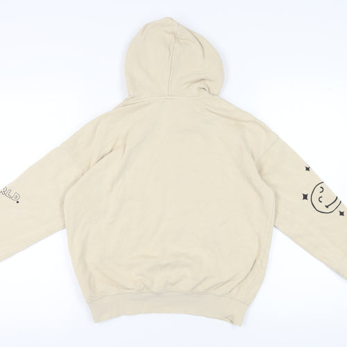 H&M Girls Beige Pullover Hoodie, Graphic Print, 11-12 Years