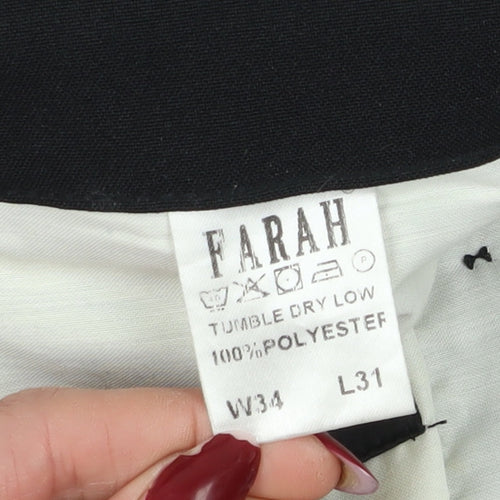 Farah Unisex Black Straight Leg Trousers Size 34