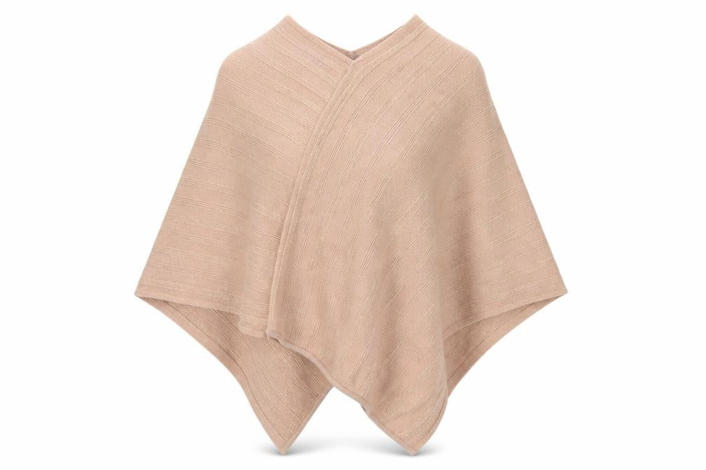Front view of Next Women's Beige Poncho S/M Metallic Knit