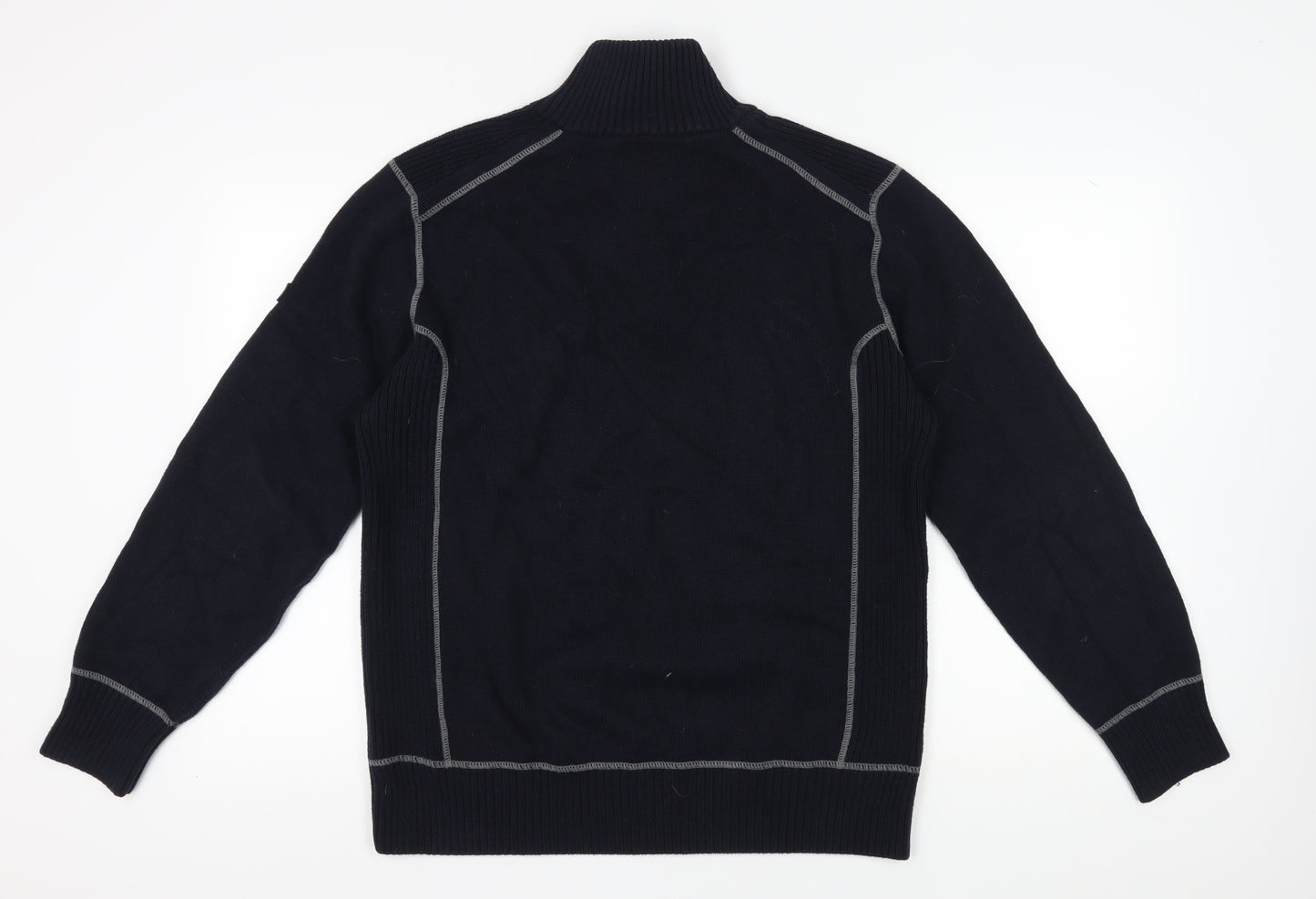 Next Men's Black Pullover Jumper, L, High Neck, Cotton