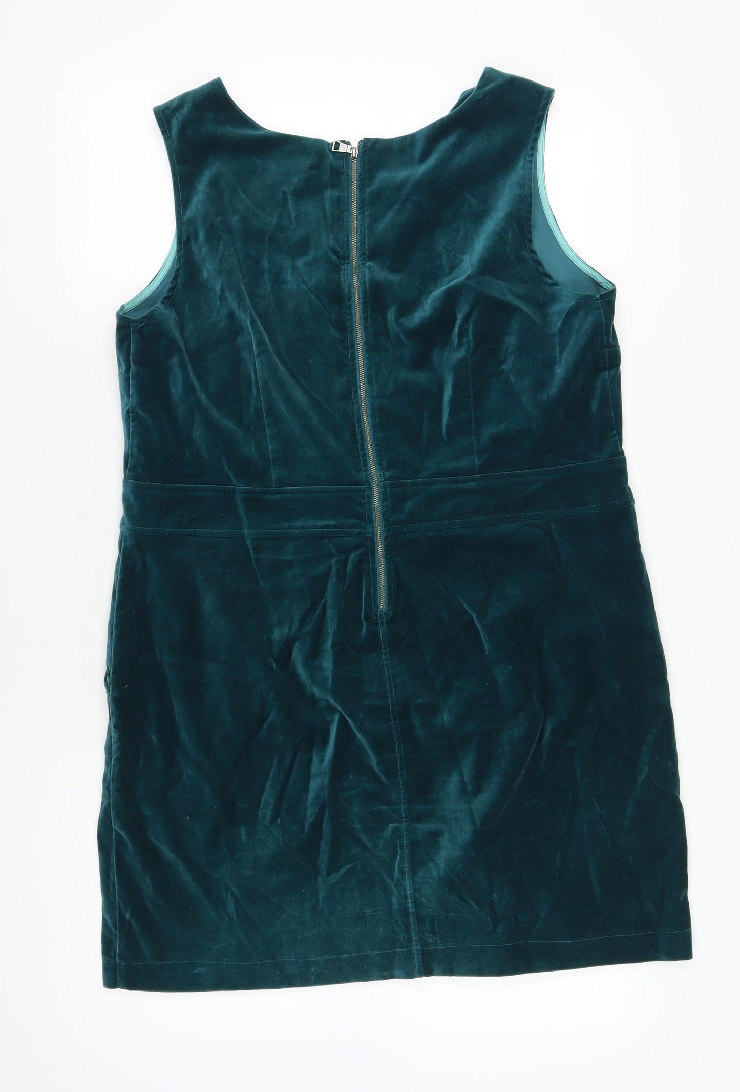 Thought Women's Green Velvet Shift Dress Size 16