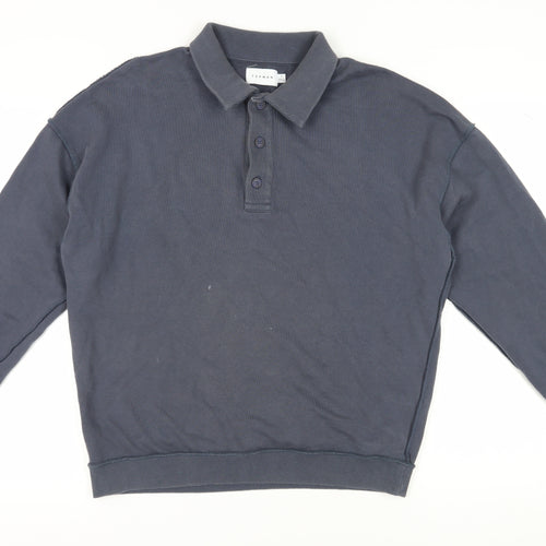 Topman Men's Blue Henley Sweatshirt Size S