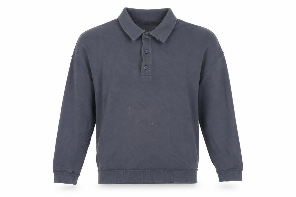 Front view of Topman Men's Blue Henley Sweatshirt, size S