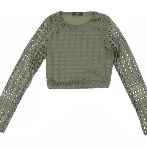 Missguided Womens Green Cropped Blouse 8 Casual